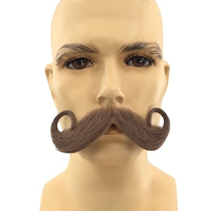 Theatrical Quality Human Hair Premium Handlebar Mustache - Light Brown 8