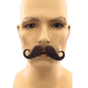 Theatrical Quality Premium Handlebar Mustache EM134 Dark Brown