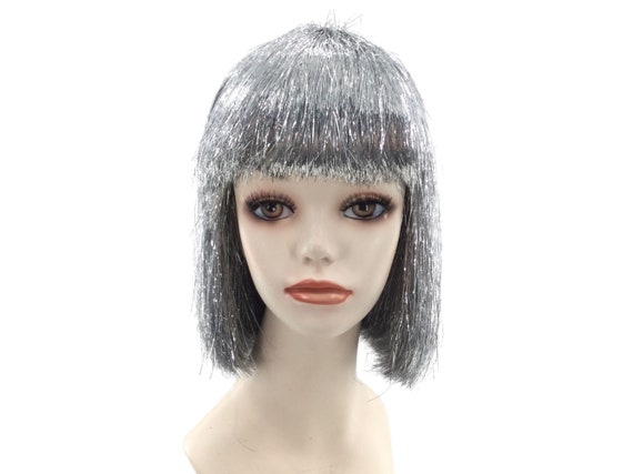 FUNTASY Wigs Exclusive! Soft TINSEL Bob Cosplay Anime Theatrical Costume Wig - SILVER