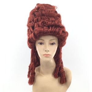 RENAISSANCE FRENCH COLONIAL Lady Premium Theatrical Halloween Costume Wig - Henna Red