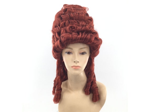 RENAISSANCE FRENCH COLONIAL Lady Premium Theatrical Halloween Costume Wig - Henna Red