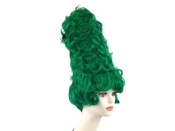 Premium HighTop BEEHIVE Theatrical Halloween Costume Cosplay Wig - Emerald Green