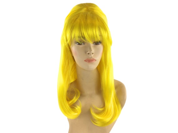 1960's BEEHIVE LONG Style Theatrical Halloween Costume Beehive Wig by Funtasy Wigs - ConeBhl Yellow