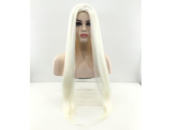 Long Straight PREMIUM Quality Theatrical Costume Platinum Blond Wig by Funtasy Wigs - CH951613A