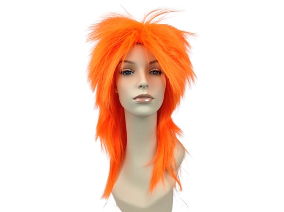 1980's PUNK ROCKER Cosplay Anime Theatrical Halloween Costume Wig by Funtasy Wigs - Orange