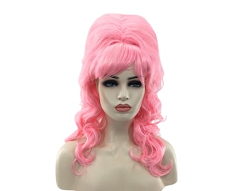 Magenta Wavy Beehive Costume Wig. [22-147-wvbeehive-magenta  display picture 1