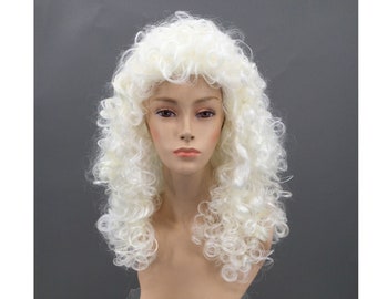 1980's Long CURLY Platinum Blond Theatrical / Costume Fashion Wig by Funtasy Wigs Diana 2 613A