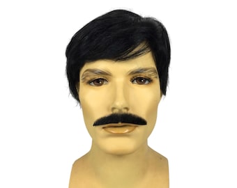 Gomez Character Theatrical Halloween Costume Wig & Mustache Set by Funtasy Wigs - Alex1/GM15 1