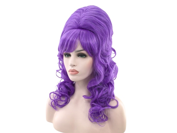 New! 1960's LONG WAVY BEEHIVE Theatrical Halloween Costume Cosplay Wig - Purple