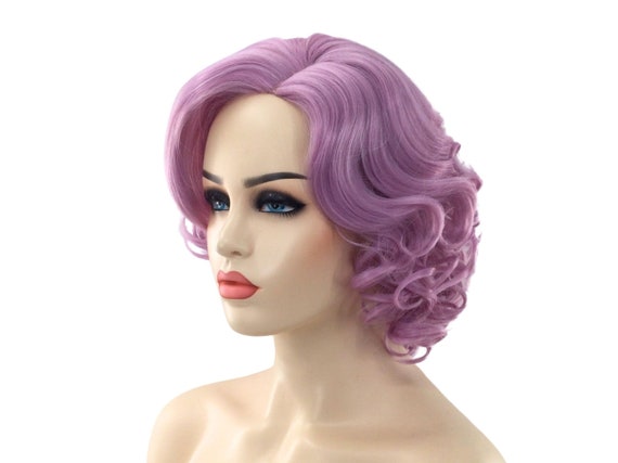 1950'S Wavy Curly Short Premium Theatrical Fashion Wig - 250 Purple
