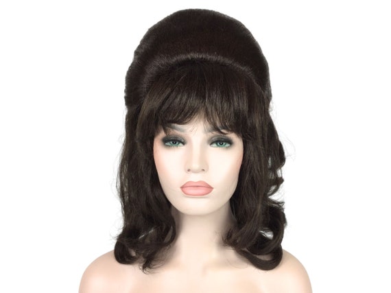 1960's CURLY BEEHIVE Premium Theatrical Anime Cosplay Costume Wig - Brown Beehive Wig