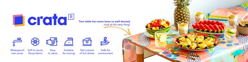 Truly Soft Mat Non-toxic Laminated Cotton Modern Waterproof Oilcloth Tablecloth Handmade Finished HQ Polyurethane Coating Crata Joy