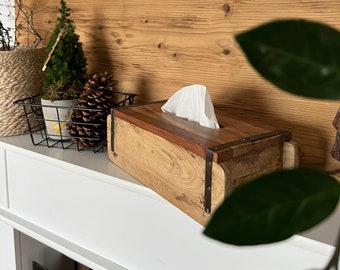 Facial tissue box, tissue box, old brick shape, made of old wood, unique.