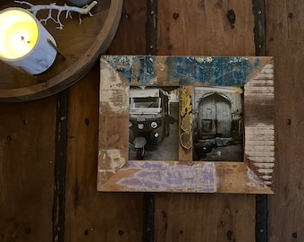 Picture frame made from old found wood in great colors, 2 parts