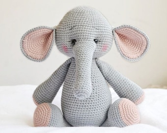 Elephant Toy Crochet Stuffed Animals 1 year old gift  Jungle Animals for Imaginative Play Safari Toys for Baby Child Gift Boys and Girls