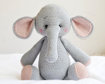 Elefante Giocattolo Animali di peluche all'uncinetto Regalo di 1 anno Animali della giungla per giochi fantasiosi Safari Giocattoli per neonati Regalo per bambini Ragazzi e ragazze