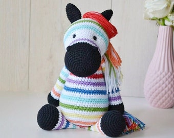 Rainbow zebra Stuffed animal Safari Nursery Decor Nursery Bedding crochet animals zebra toy crochet stuffed animals newborn nephew gifts