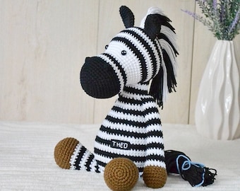 Zebra plush toy Crochet zebra stuffed animal Crochet animals gift for kids easter basket stuffers toddler Easter basket stuffers handmade