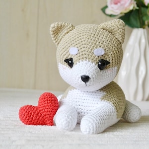 Crochet Shiba Inu Plush Toy: Handmade Cotton Stuffed Animal