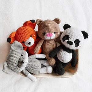 Handgemachte Waldtier Plüsch Fuchs Wolf Bär Panda Baby Geschenk Osternest Stöcke