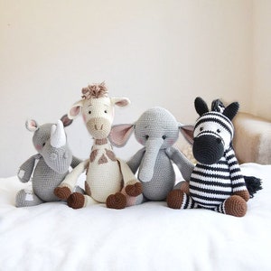 Safari stuff animal Giraffe Zebra Elephant Rhino baby and toddler toy for christmas zoo baby shower nursery decor Easter basket stuffers image 1