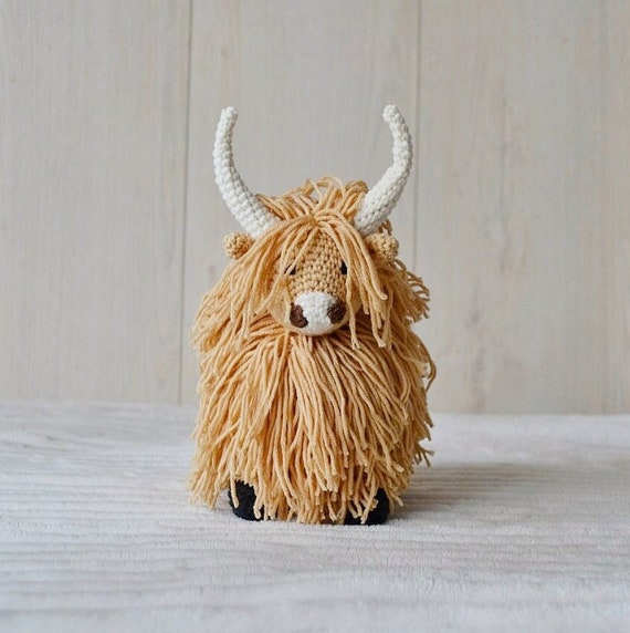 Stuffed Animal Highland Cow Plush 10 inch Realistic Cow Plush Toy Cuddly Highland  Cow Farm Decor Birthday Gift for Adults Kids 