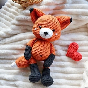 Personalize Stuff Animal Fox or Wolf Crochet Animals Stuffed Animal for Baby holding hands baby girl new baby gift easter basket stuffers Fox