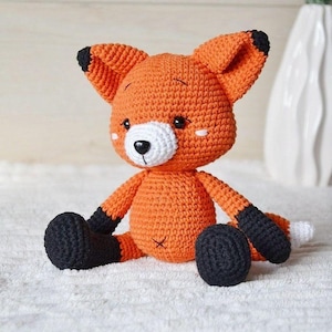 Personalize Stuff Animal Fox or Wolf Crochet Animals Stuffed Animal for Baby holding hands baby girl new baby gift easter basket stuffers image 3