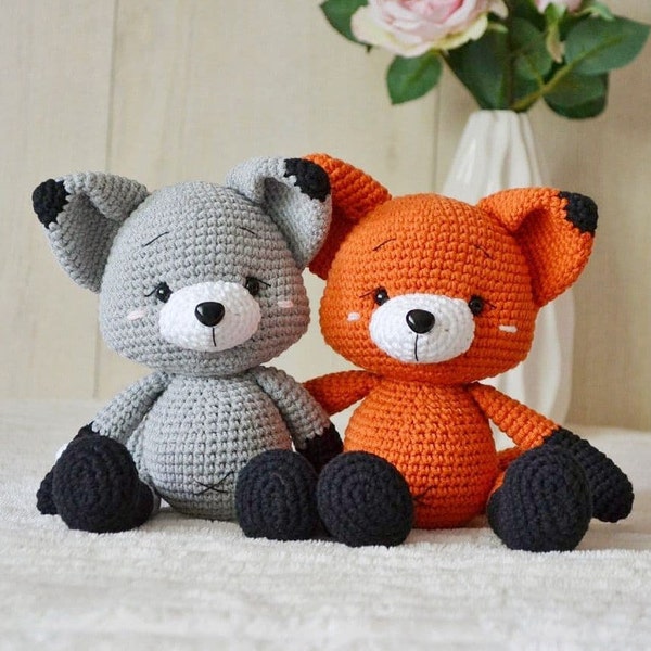 Fox animal en peluche personnalisé pour bébé crochet thème boisé baby shower décor de crèche annonce de grossesse pour le meilleur ami