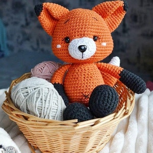 Personalize Stuff Animal Fox or Wolf Crochet Animals Stuffed Animal for Baby holding hands baby girl new baby gift easter basket stuffers image 5