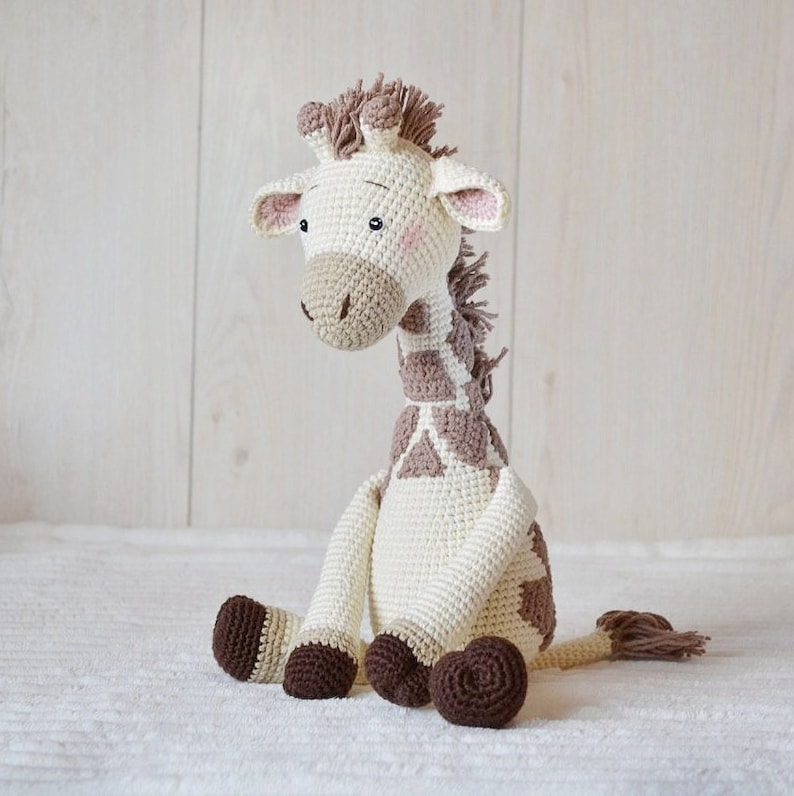 Crochet giraffe Amigurumi toy large stuffed animal Plush Nursery decor for baby boy girl children personalized one year old gift Easter image 2