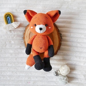 Personalize Stuff Animal Fox or Wolf Crochet Animals Stuffed Animal for Baby holding hands baby girl new baby gift easter basket stuffers image 4