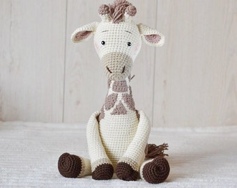 Crochet giraffe Amigurumi toy large stuffed animal Plush Nursery decor for baby boy girl children personalized one year old gift Easter