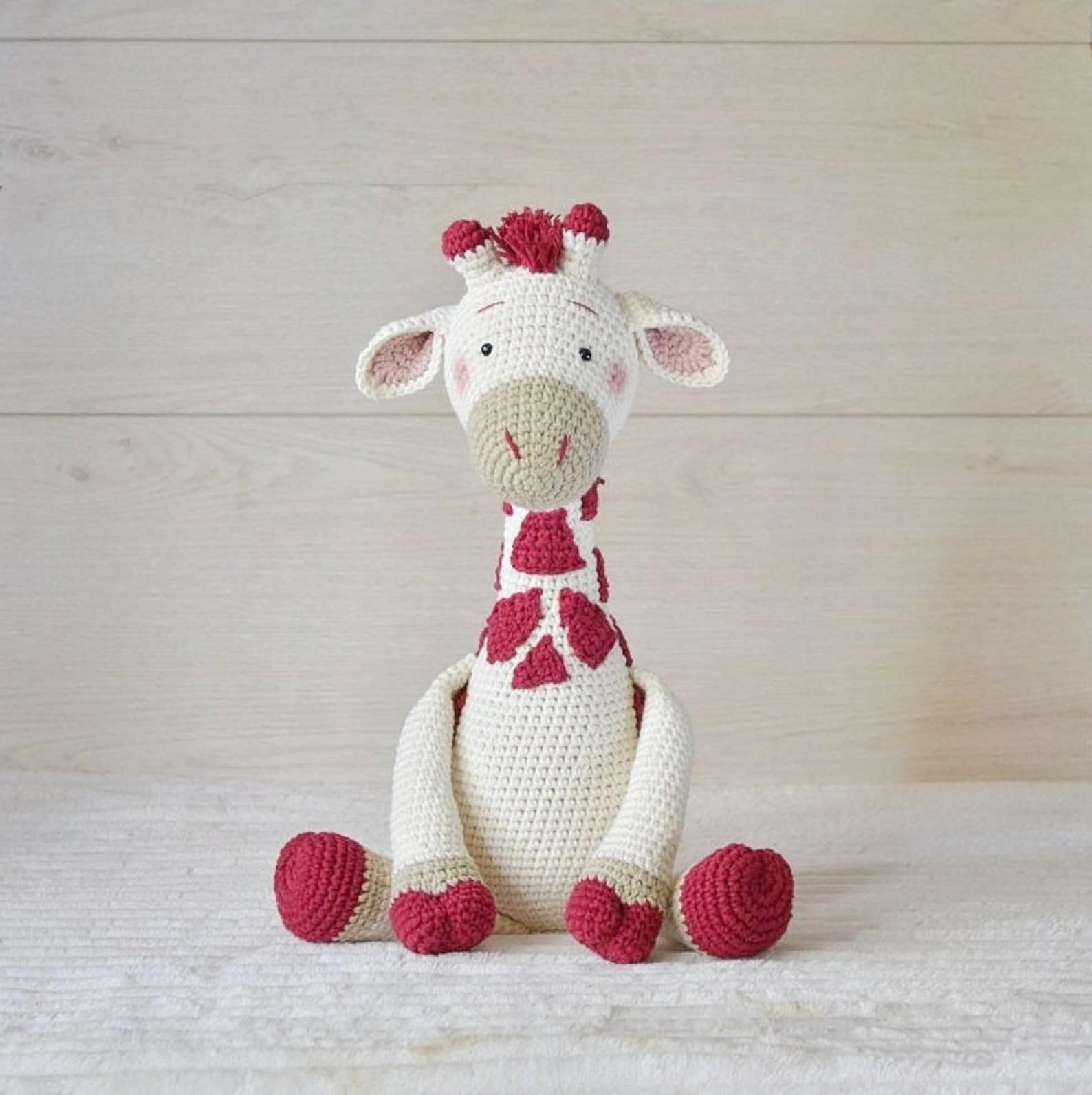 Crochet Giraffe Stuffed Animal Maroon Giraffe Doll Safari Etsy