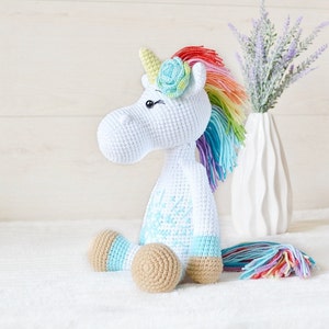Unicorn Personalised stuffed animal White rainbow Stuff for girls large toddler handmade Christmas Gift for Kids