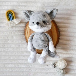 Personalize Stuff Animal Fox or Wolf Crochet Animals Stuffed Animal for Baby holding hands baby girl new baby gift easter basket stuffers image 10