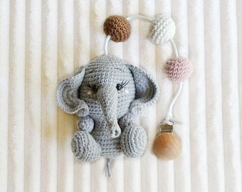 Elephant Stroller toy Baby Mobile Rattle and Balls gift for Girl easter basket stuffers toddler Easter basket stuffers kids gift handmade