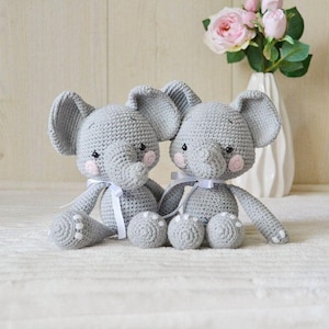 Handmade elephant baby toy personalized crochet animals for toddler Child Gift Boy Girl godson gift from godmother Easter basket stuffers