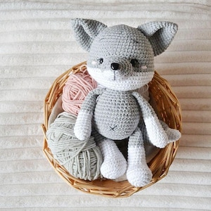 Personalize Stuff Animal Fox or Wolf Crochet Animals Stuffed Animal for Baby holding hands baby girl new baby gift easter basket stuffers Wolf