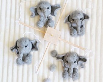 Baby mobile elephants Crochet elephants crib Nursery decor mobile Baby shower gift Newborn Room decor Handmade mobile