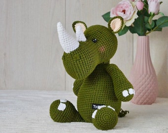 rhino gifts plush toy Crochet Animals easter basket stuffers toddler kids gift handmade