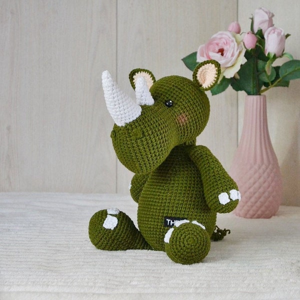 rhino gifts plush toy Crochet Animals easter basket stuffers toddler kids gift handmade