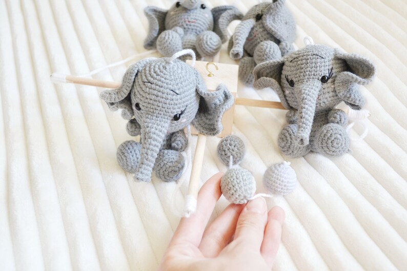 Baby Mobile Elephants Crochet Elephants Crib Nursery Decor Etsy