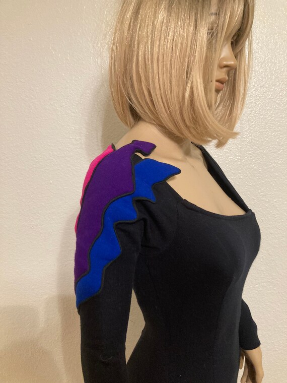 90s Knit Arrow Abstract Quilted Dress - image 3