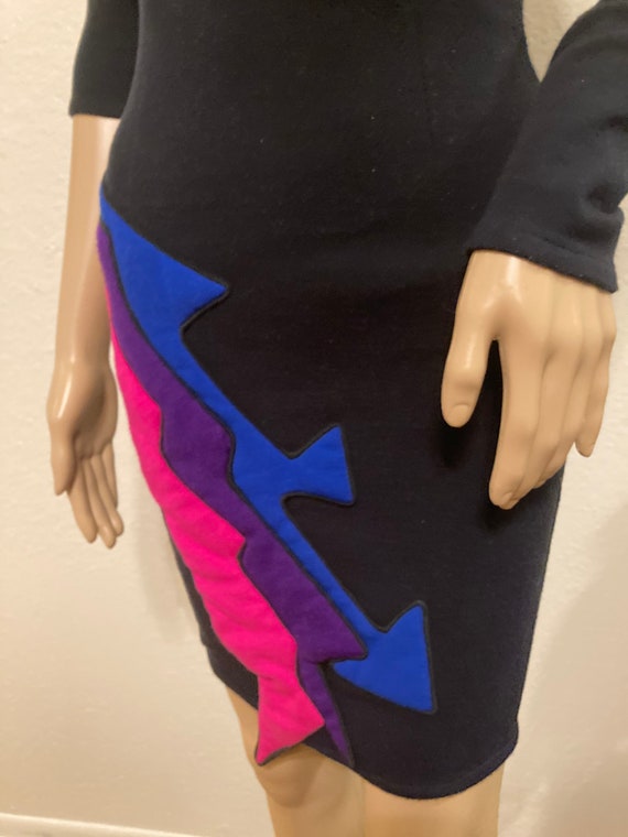 90s Knit Arrow Abstract Quilted Dress - image 4