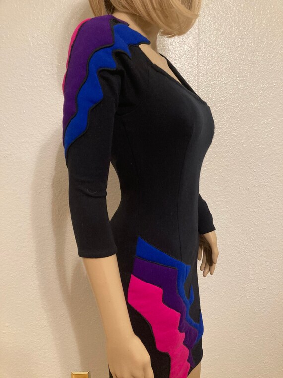 90s Knit Arrow Abstract Quilted Dress - image 2