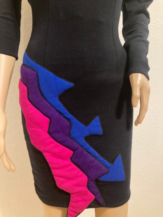 90s Knit Arrow Abstract Quilted Dress - image 6