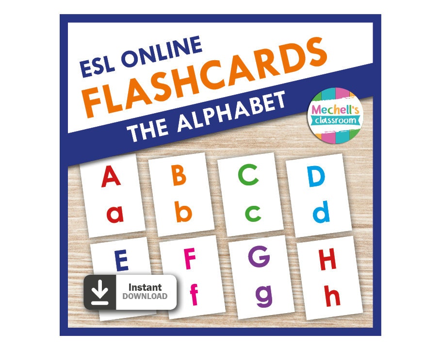 Esl Online Teaching Alphabet Flashcards Esl Online English Etsy