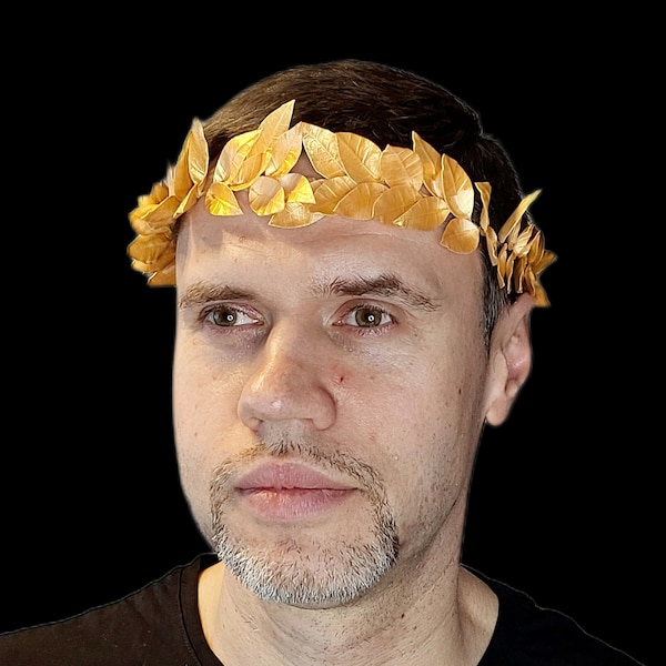 Couronne de laurier en or Couronne de feuille d'or pour homme Couronne de feuille d'or Burning man Laurier grec à la feuille d'or Mariage pour homme Couronne florale de feuille d'or Mardi gras