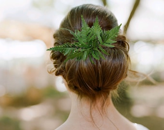 Peine de pelo de boda verde Peine de pelo de boda de bosque Pasador de pelo de helecho Peine de hoja Tocado de vegetación